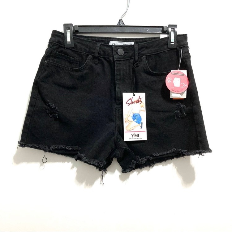 Nwt Ymi Dream Collection Black Ripped Distressed Denim Jean Shorts Denim Jorts